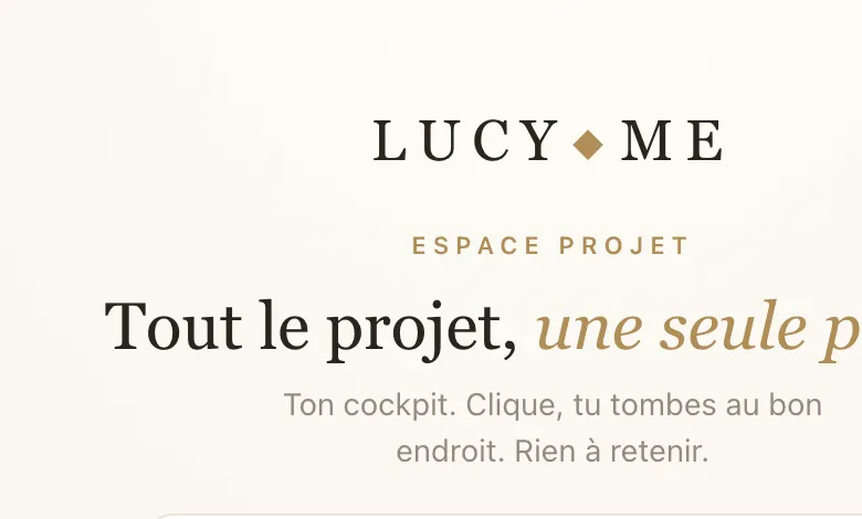 Écran de l'application Espace projet