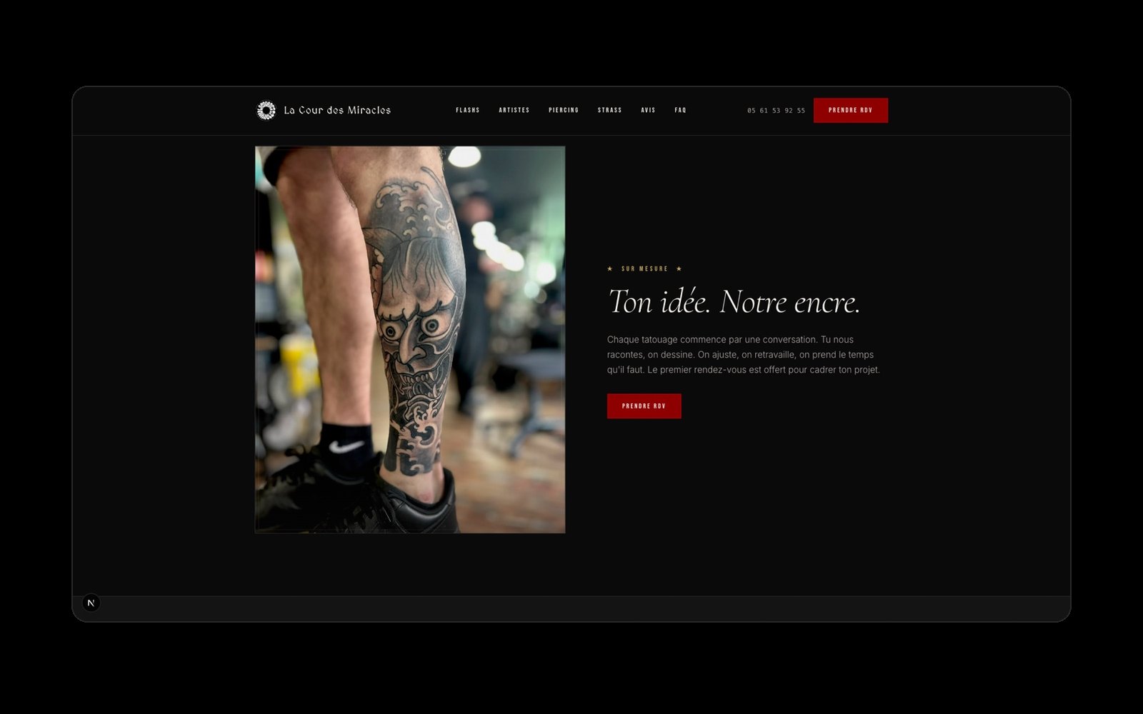 Le site de La Cour des Miracles, salon de tatouage à Toulouse